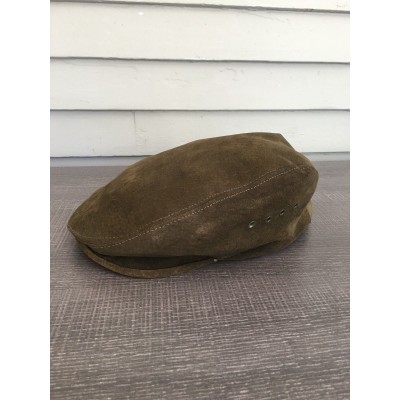 Vintage Quaker Marine Supply Leather Suede Paperboy Derby Hat  eb-51944362
